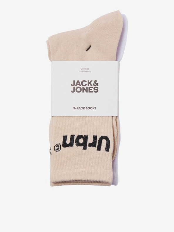 Jack & Jones Három pár férfi zokni készlet fehér, fekete és bézs színben Jack & Jones