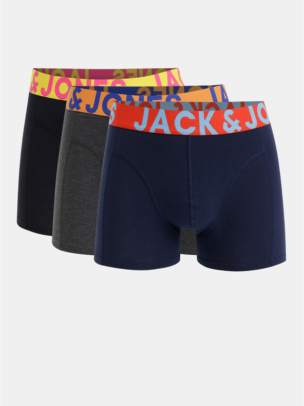 Jack & Jones Három darabos Jack & Jones boxeralsó készlet fekete, kék és szürke színben