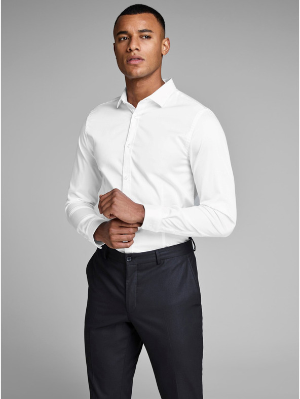 Jack & Jones Fehér, karcsúsított szabású ing Jack & Jones Parma