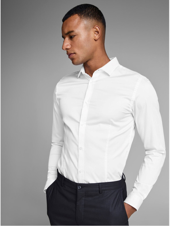 Jack & Jones Fehér, karcsúsított szabású ing Jack & Jones Parma