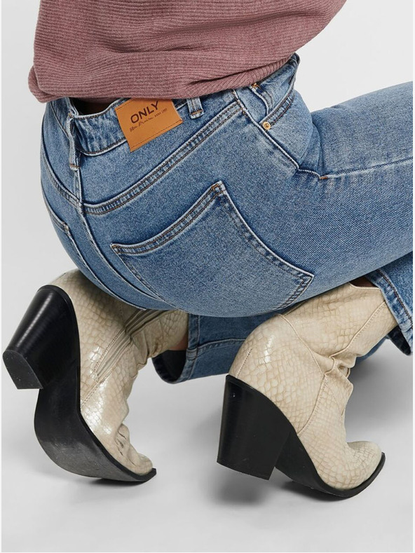 ONLY Kék, rövidre szabott, egyenes szabású farmer ONLY Emily
