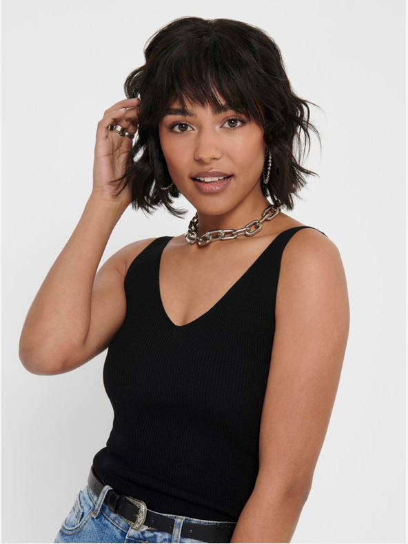 Jacqueline de Yong Fekete bordás pulóver JDY Nanna