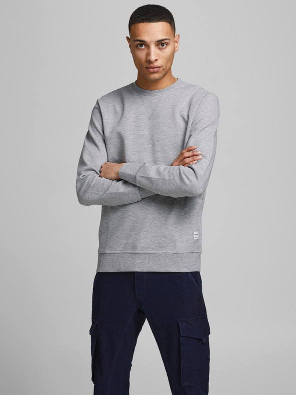 Jack & Jones Világosszürke férfi basic kapucnis pulóver Jack & Jones
