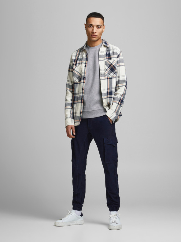 Jack & Jones Világosszürke férfi basic kapucnis pulóver Jack & Jones