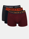 Jack & Jones Három darabos férfi Jack & Jones Lichfield boxeralsó készlet bordó, tengerészkék és szürke színben.