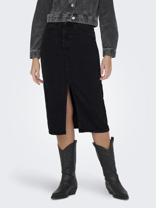 ONLY Fekete Női farmer midi szoknya ONLY Bianca