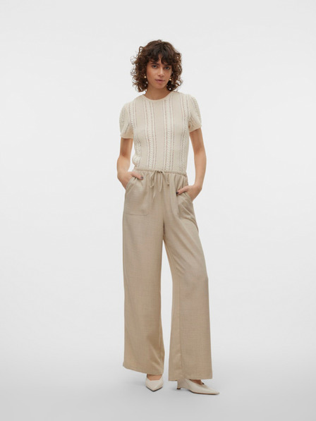 Vero Moda Bézs színű női széles szárú nadrág Vero Moda