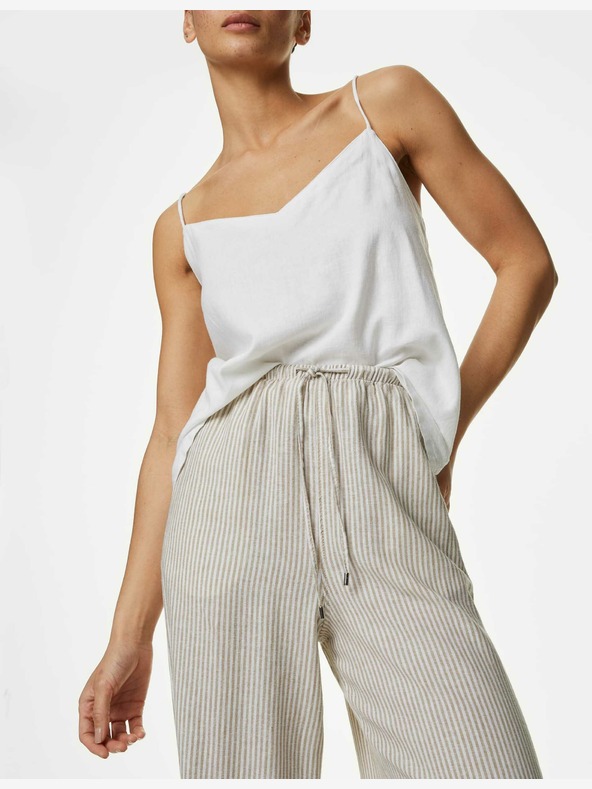 Marks & Spencer Marks & Spencer széles szárú, magas vászontartalmú nadrág törtfehér színben