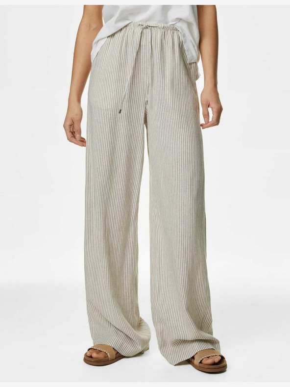 Marks & Spencer Marks & Spencer széles szárú, magas vászontartalmú nadrág törtfehér színben