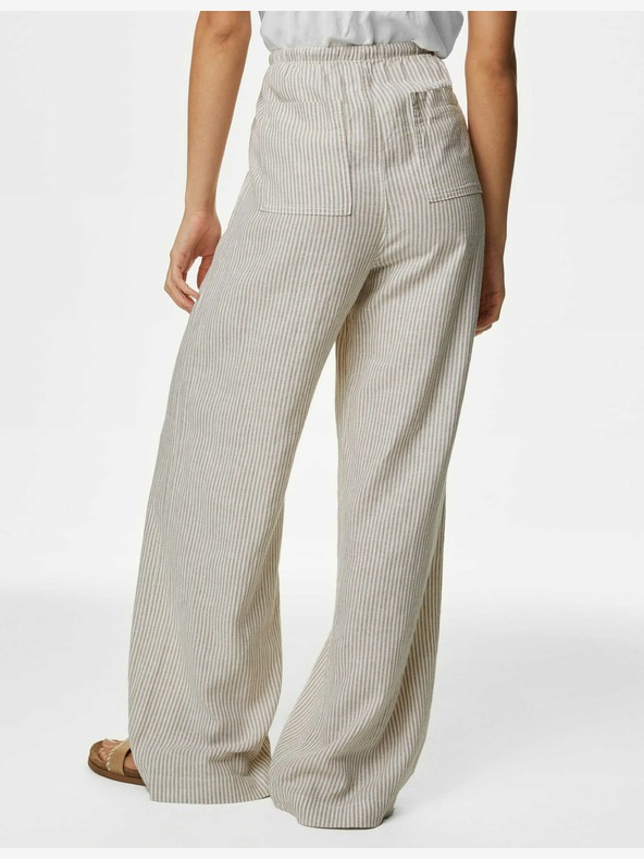 Marks & Spencer Marks & Spencer széles szárú, magas vászontartalmú nadrág törtfehér színben