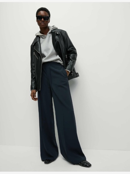 Marks & Spencer Széles szárú kreppnadrág elasztikus derékkal Marks & Spencer tengerészkék