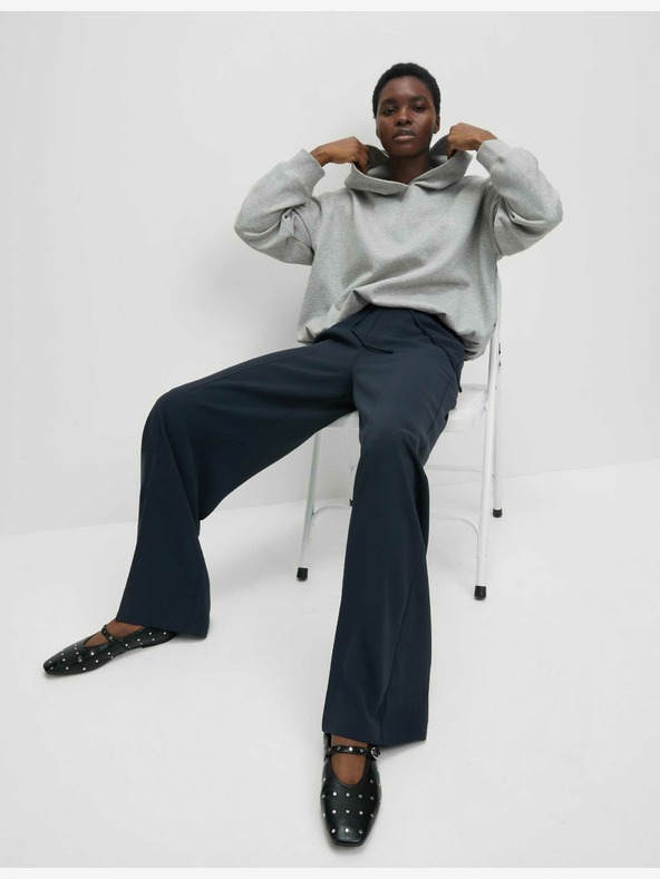 Marks & Spencer Széles szárú kreppnadrág elasztikus derékkal Marks & Spencer tengerészkék