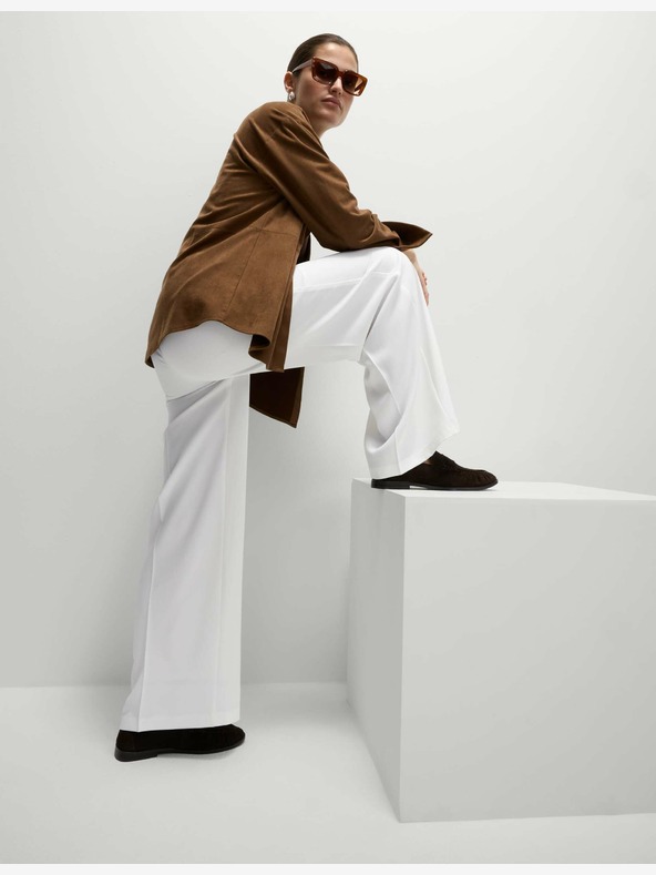 Marks & Spencer Széles szárú kreppnadrág elasztikus derékkal Marks & Spencer törtfehér