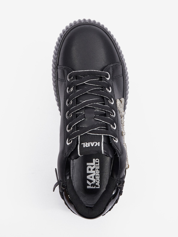 Karl Lagerfeld Fekete bőr női tornacipő KARL LAGERFELD