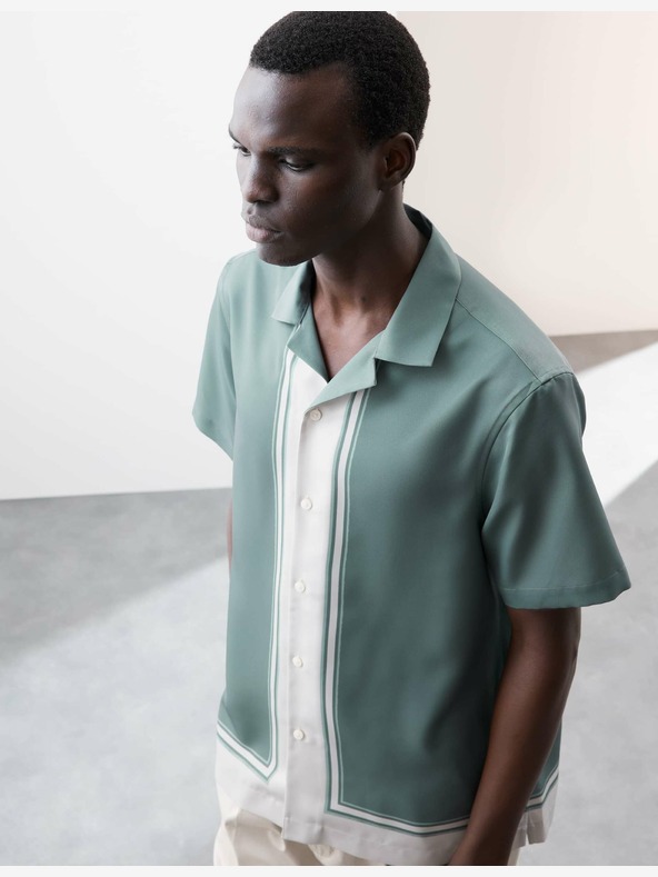 Marks & Spencer Csíkos ing kubai gallérral Marks & Spencer zöld