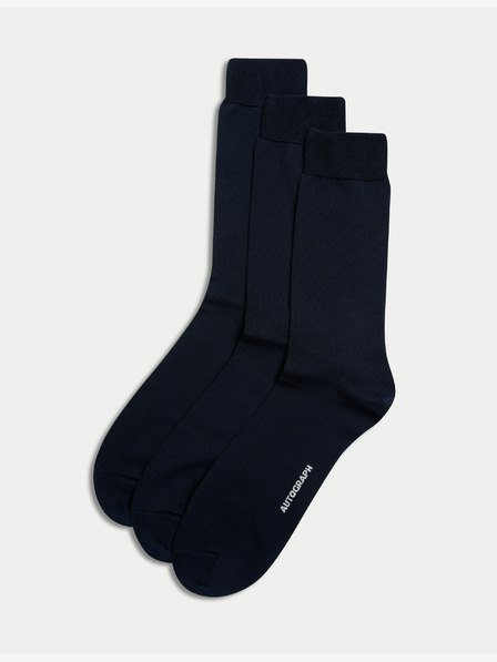 Marks & Spencer 3 pár zokni, magas egyiptomi pamut Marks & Spencer tengerészkék