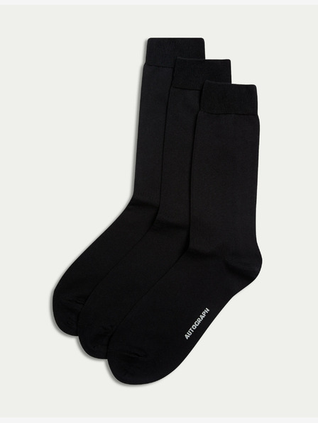 Marks & Spencer 3 pár zokni, magas egyiptomi pamut Marks & Spencer fekete