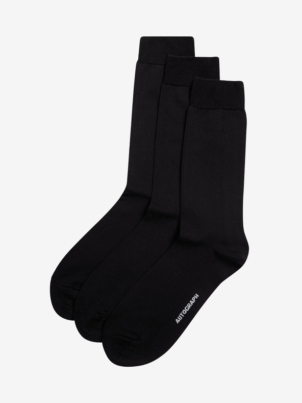 Marks & Spencer 3 pár zokni, magas egyiptomi pamut Marks & Spencer fekete