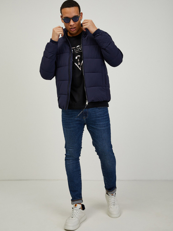 Guess Guess férfi sötétkék steppelt télikabát