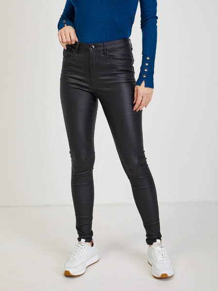 Orsay ORSAY fekete műbőr skinny fit női nadrág