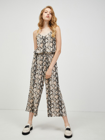 Vero Moda Fekete és bézs mintás rövid overál VERO MODA Simply VERO MODA Simply