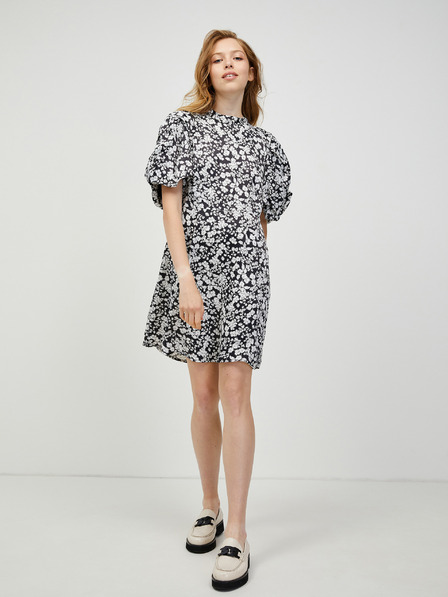 Vero Moda Fehér-fekete virágos ruha ballon ujjakkal VERO MODA Lydia Lydia