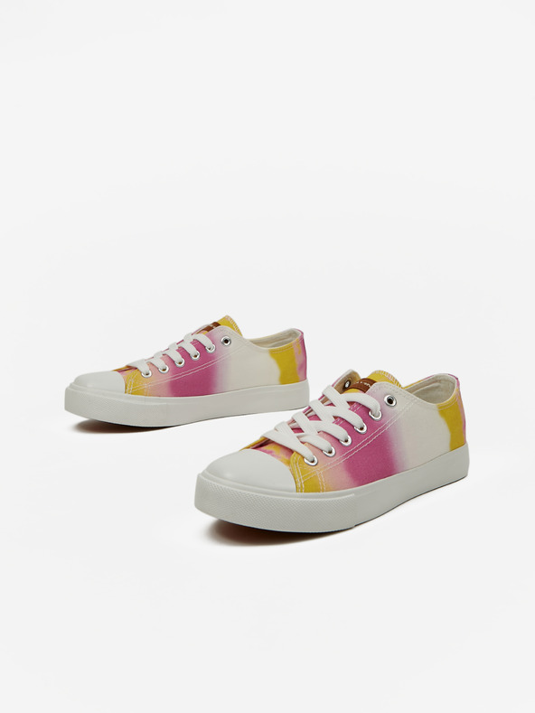 ALPINE PRO Sárga és rózsaszín női mintás tornacipő ALPINE PRO Valera