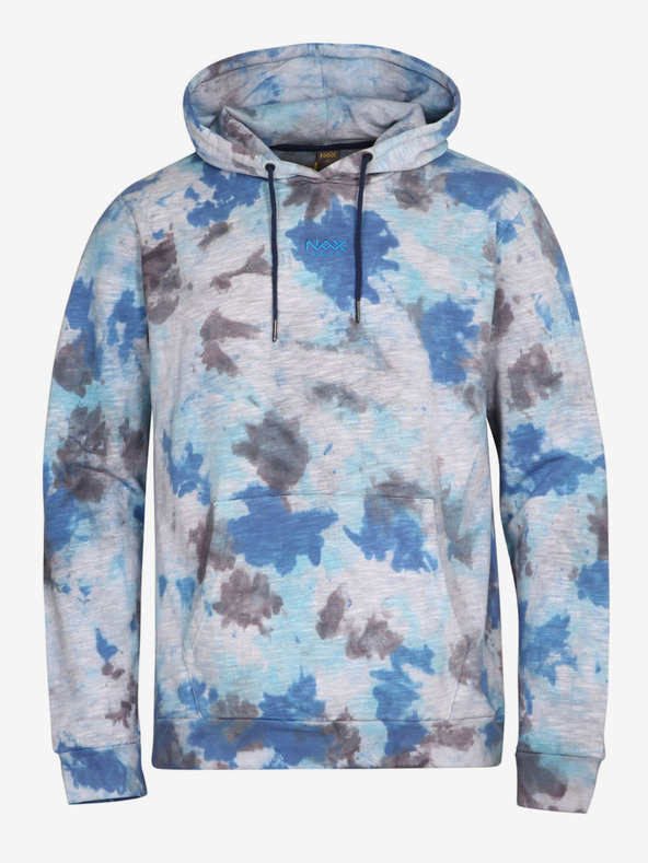 NAX Szürke és kék férfi mintás kapucnis pulóver NAX Zenur