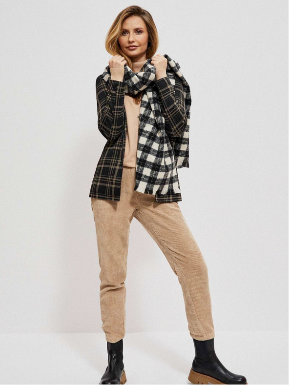 Moodo Moodo fehér-fekete kockás sál