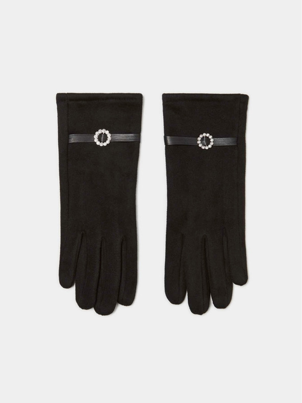 Moodo Fekete női kesztyű díszes övvel Moodo