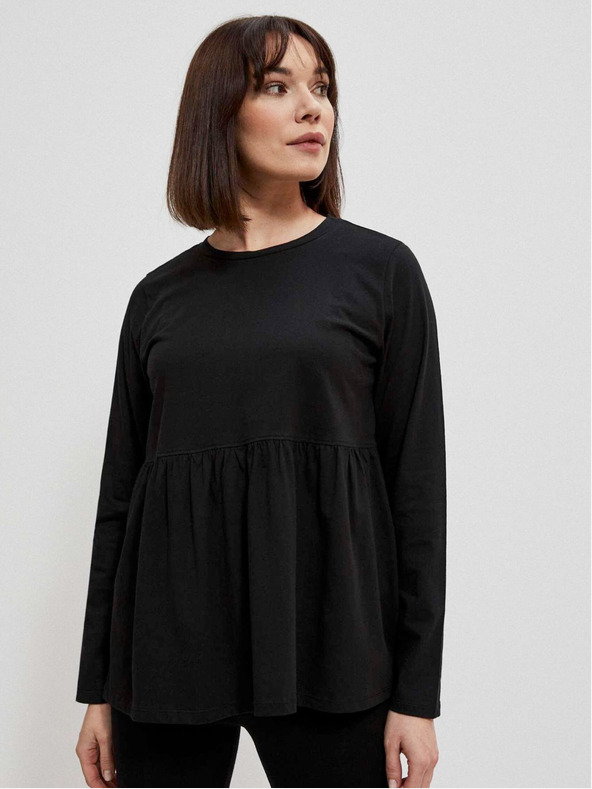 Moodo Fekete női blúz fodrokkal Moodo