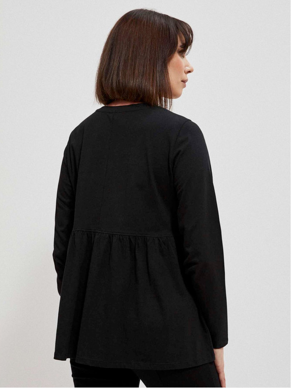 Moodo Fekete női blúz fodrokkal Moodo