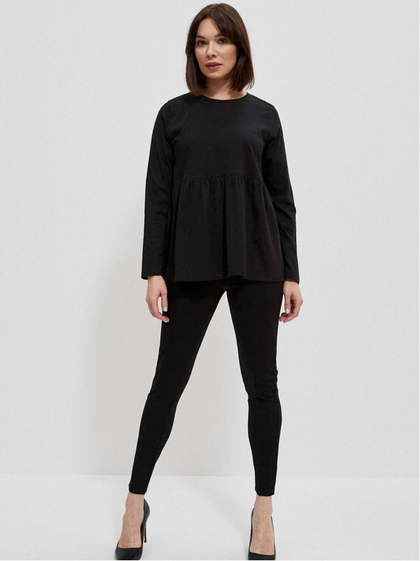 Moodo Fekete női blúz fodrokkal Moodo