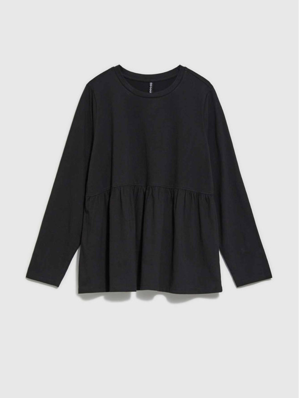 Moodo Fekete női blúz fodrokkal Moodo