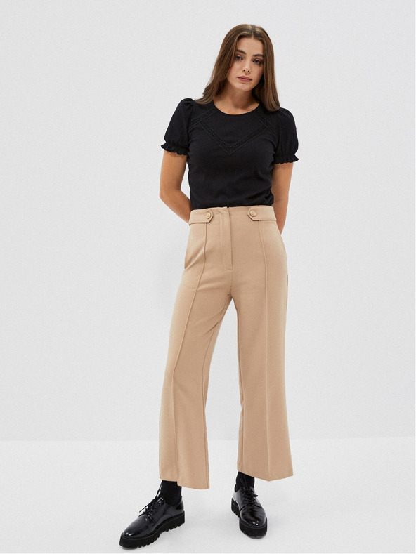 Moodo Fekete női blúz fodros ujjakkal Moodo