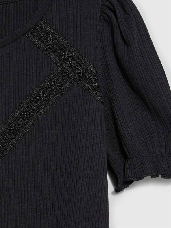 Moodo Fekete női blúz fodros ujjakkal Moodo