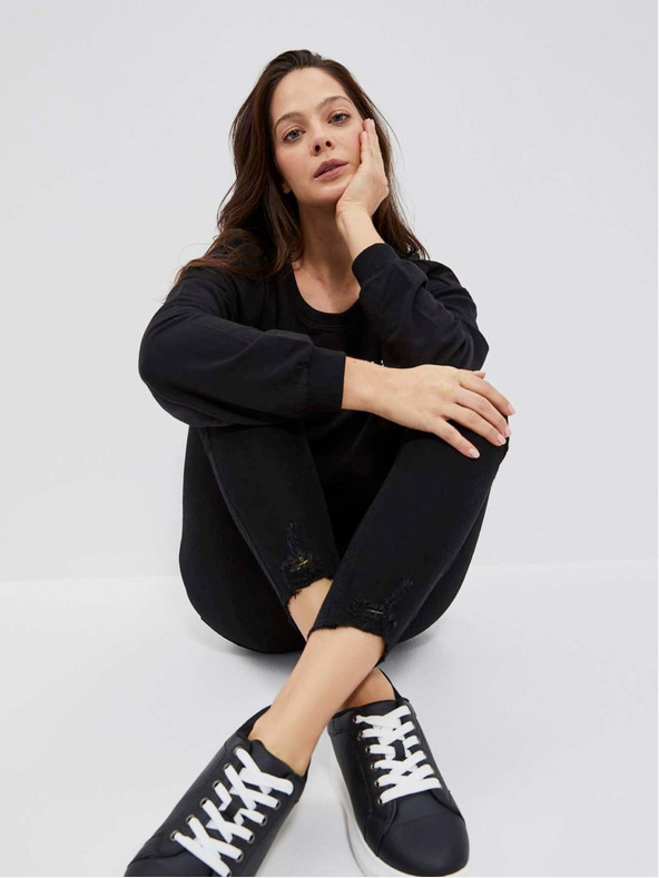 Moodo Fekete női bőr tornacipő Moodo