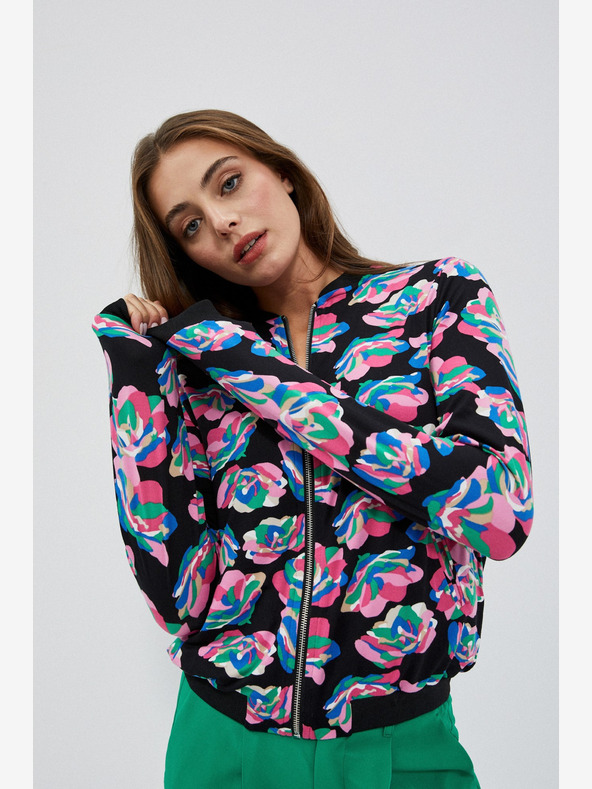 Moodo Fekete női nyomtatott bomber Moodo