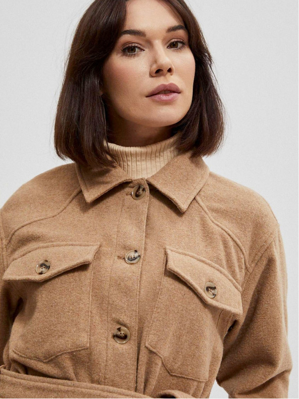 Moodo Bézs színű női ing kabát övvel Moodo