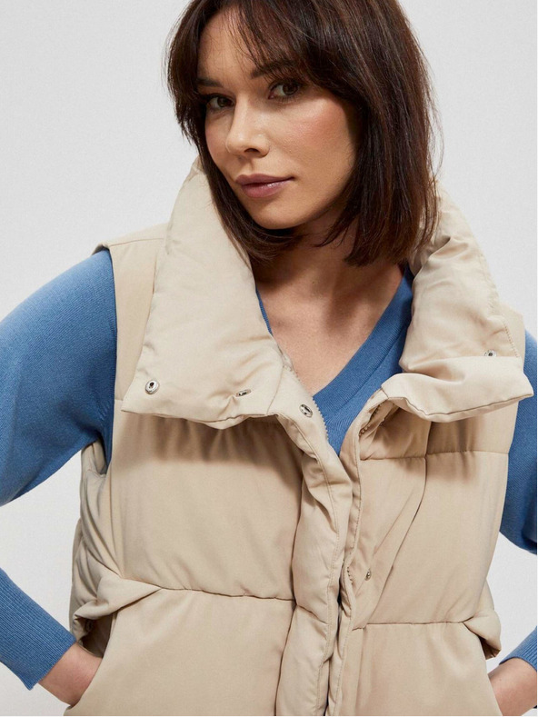 Moodo Moodo Bézs színű női steppelt mellény