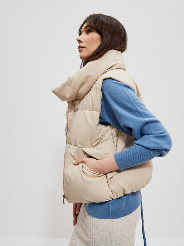 Moodo Moodo Bézs színű női steppelt mellény