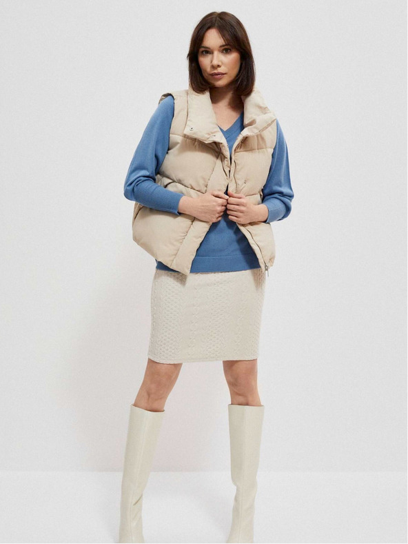 Moodo Moodo Bézs színű női steppelt mellény