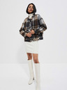 Moodo Moodo szürke és barna női kockás ingkabát