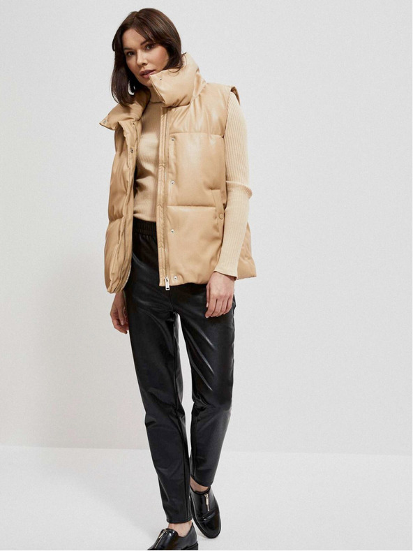 Moodo Moodo Bézs színű női steppelt mellény