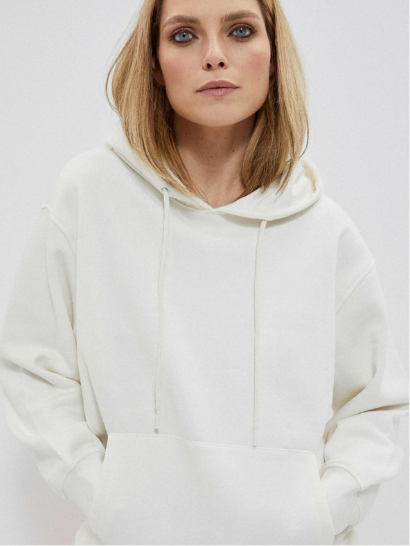 Moodo Fehér női kapucnis pulóver Moodo
