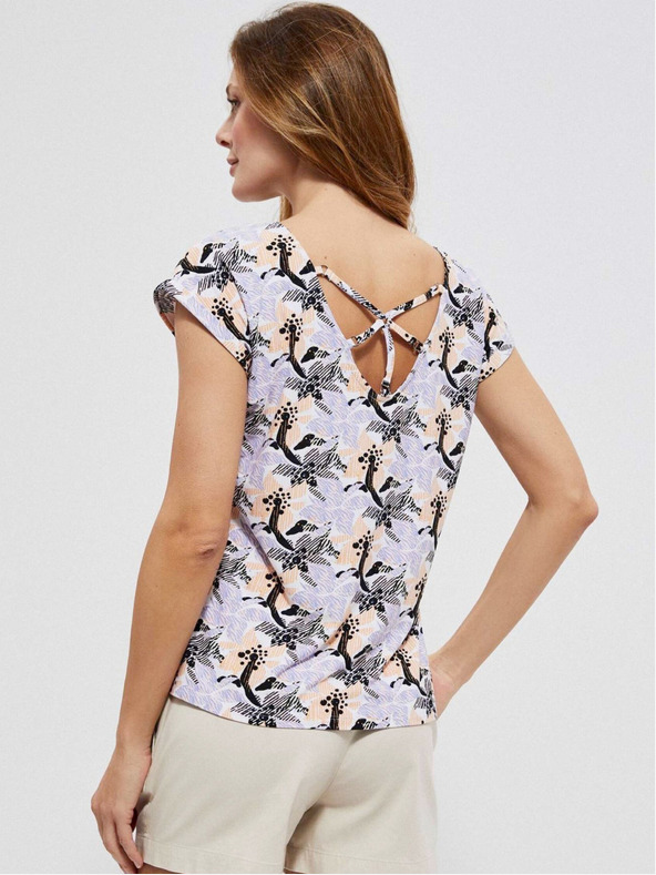 Moodo Lila női virágos póló Moodo