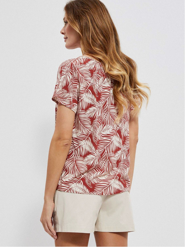 Moodo Fehér és piros női mintás blúz Moodo