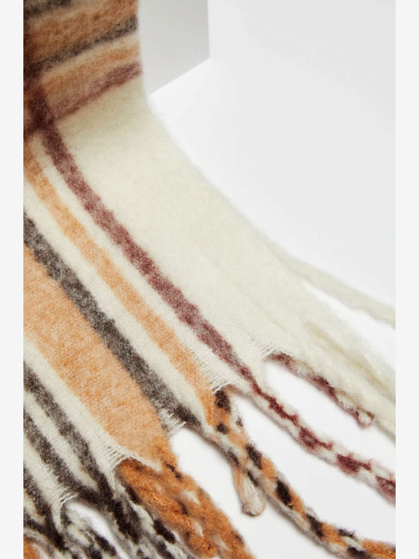 Moodo Krém bézs női kockás sál Moodo