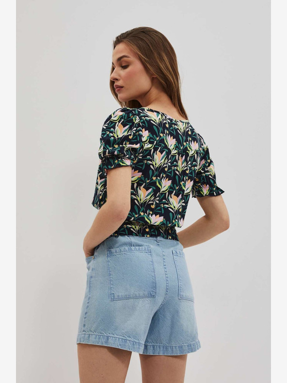 Moodo Sötétkék virágos blúz Moodo
