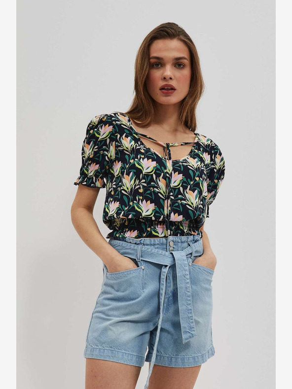 Moodo Sötétkék virágos blúz Moodo